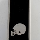 COLLECTIBLE SILVER PLATED BLACK ENAMEL FOOTBALL HELMET DESIGN MONEY CLIP NIB