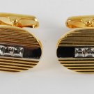 DONALD TRUMP BRAND GOLD PLATED ETCHED RHINESTONE CUFF LINKS MENS JEWELRY NWOT