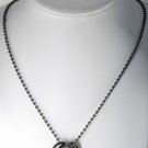 NEW KENNETH COLE 3 RINGS BLACK & GUNMETAL PENDANTS ON BEADED CHAIN NECKLACE