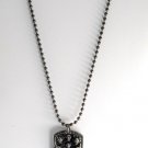 NEW GUESS DESIGNER BLACK SILVER MULTI SKULL DOG TAG STYLE PENDANT NECKLACE NWT