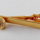 DESIGNER GOLD PLATED GOLF BALL ALLIGATOR BACK TIE CLIP CLASP NWOT