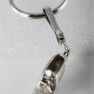 SIGNED "EARTH" BRAND SILVER PLATED METAL SHOE KEY RING KEY CHAIN FOB NOS
