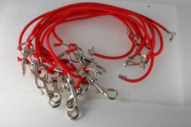 10 STRAIGHT MEDIUM RED BUNGEE ELASTIC CORD KEY CHAIN ID CARD CELL PHONE LOT NEW
