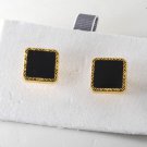 NEW DESIGNER GOLD PLATED BRASS AND BLACK ENAMEL MEN'S CUFF LINKS NEW ON CARD