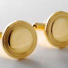 NEW DESIGNER GOLD PLATED BRASS ROUND MEN'S CUFF LINKS NEW ON CARD
