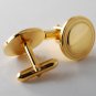 NEW DESIGNER GOLD PLATED BRASS ROUND MEN'S CUFF LINKS NEW ON CARD