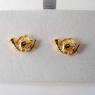 NEW DESIGNER GOLD PLATED BRASS FRENCH HORN MEN'S CUFF LINKS NEW ON CARD
