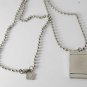 KENNETH COLE REACTION SILVER DOG TAG STYLE PENDANT BEADED CHAIN NECKLACE NWOT