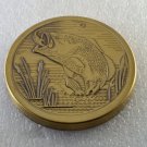 New Bass Fishing Brass Tone Metal Smokeless Snuff Chew Tobacco Can Lid Cover NEW