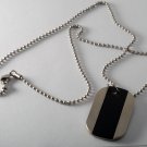 KENNETH COLE TWO TONE DOG TAG STYLE SINGLE CHARM ON SILVER BEADED NECKLACE NWOT