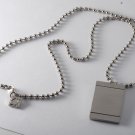 KENNETH COLE REACTION DOG TAG STYLE SINGLE CHARM ON SILVER BEADED NECKLACE NWOT