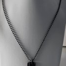 KENNETH COLE REACTION DESIGNER DOG TAG STYLE RIDGED CHARM GUNMETAL NECKLACE NWOT
