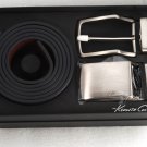 KENNETH COLE NEW YORK BLACK/BROWN REVERSIBLE 2 BELT BUCKLE KIT NEW IN BLACK BOX