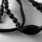 NEW NAWOO DESIGNER BLACK BEADS ON LEATHER 2 CORD MEN'S SLIPKNOT BRACELET NWT