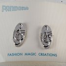 VINTAGE SILVER PLATED BRASS OVAL G CLEF MUSIC MEN'S CUFFLINKS NOS