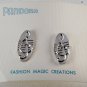 VINTAGE SILVER PLATED BRASS OVAL G CLEF MUSIC MEN'S CUFFLINKS NOS