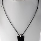 KENNETH COLE DOG TAG SINGLE BLACK SIGNED PENDANT ON BEADED NECKLACE NWOT