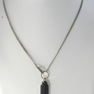 BUFFALO BY DAVID BITTON  2 CHARM BLACK SILVER MEN'S FINE CHAIN NECKLACE NWT