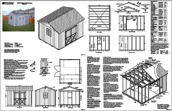 10 X 12 Gable Design Storage Shed Project Plans E1012