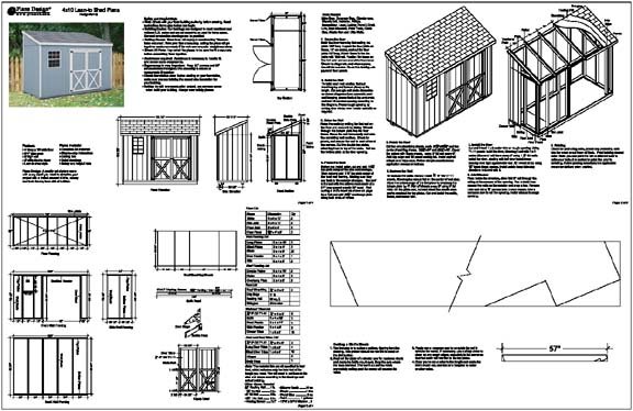 4 X 10 Lean To Roof Storage Shed Blueprints Project Plans E0410 0696