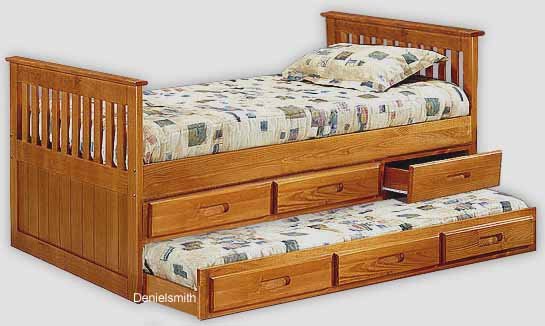 Twin Captain's Bed with Trundle Woodworking Plans, Design 