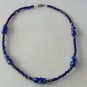 Cobalt Blue Lampwork Glass Bead Choker Necklace
