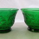Vintage Anchor Hocking Forest Green Sherbet/Custard Cup Pair