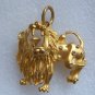 Vintage 3D Figural Roaring Rhinestone Lion Pendant Gold tone