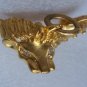 Vintage 3D Figural Roaring Rhinestone Lion Pendant Gold tone