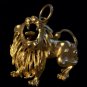 Vintage 3D Figural Roaring Rhinestone Lion Pendant Gold tone