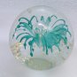Aqua Blue Spider Lily Flower Bubble Mica Glass Paperweight