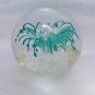 Aqua Blue Spider Lily Flower Bubble Mica Glass Paperweight