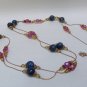 Vintage Midnight Blue and Mauve Sautoir Bead Necklace
