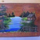 Vintage Painted Cypress Swamp Cabin Scene on Board