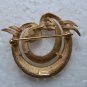 Vintage Crown TRIFARI White Enamel Ribbon Pin Brooch
