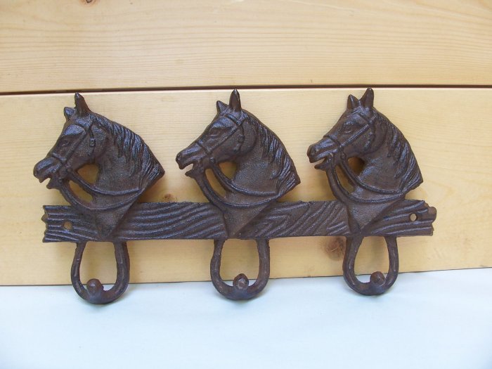 Cast Iron Hook Horse Hanger Towel Tack Barn Home