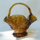 Vintage Amber Art Glass Basket Bent Crooked Unique