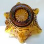 Vintage Amber Art Glass Basket Bent Crooked Unique