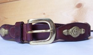 Ladies Harness LEATHER & BRASS Link Belt Size L
