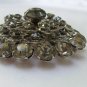 Vintage 3 Tier Smoky Smoke Rhinestone Round Brooch