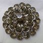 Vintage 3 Tier Smoky Smoke Rhinestone Round Brooch