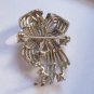 Vintage LISNER Ribbon AB Rhinestone Brooch Silver tone