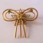 Vintage Star Bow Filigree Jade Art Deco Brooch Pendant