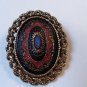 Vintage 70s Sarah Coventry Old Vienna Oval Enamel Brooch