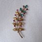 Vintage Aqua Pink Rhinestone Floral Brooch Signed REGAL