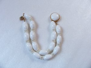 Vintage Summer White Bead 2 Strand MONET Bracelet