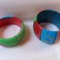 Wood Copper Wire Wrap Bangle Colorful Bracelet Pair