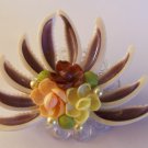 Vintage Flower Bouquet Shell Fan Faux Pearl Pin Brooch