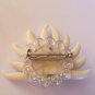 Vintage Flower Bouquet Shell Fan Faux Pearl Pin Brooch