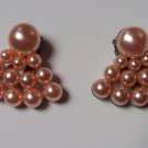 Vintage Pink Faux Pearl Shoe Dress Clip Pair Clips Fan Shape Lucite